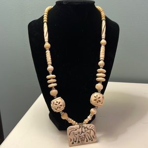 N41. White stone necklace - tribal